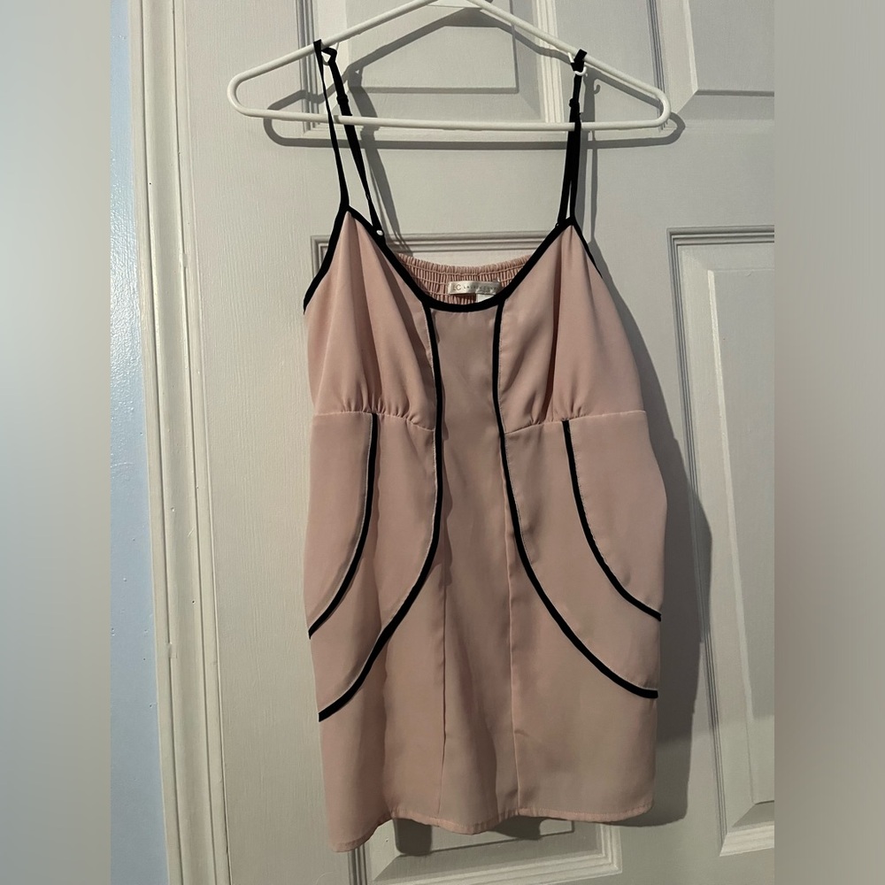 Light pink and black dressy top! Super cute with jeans and small heal or flats